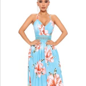 Holy Slit II maxi dress blue/combo